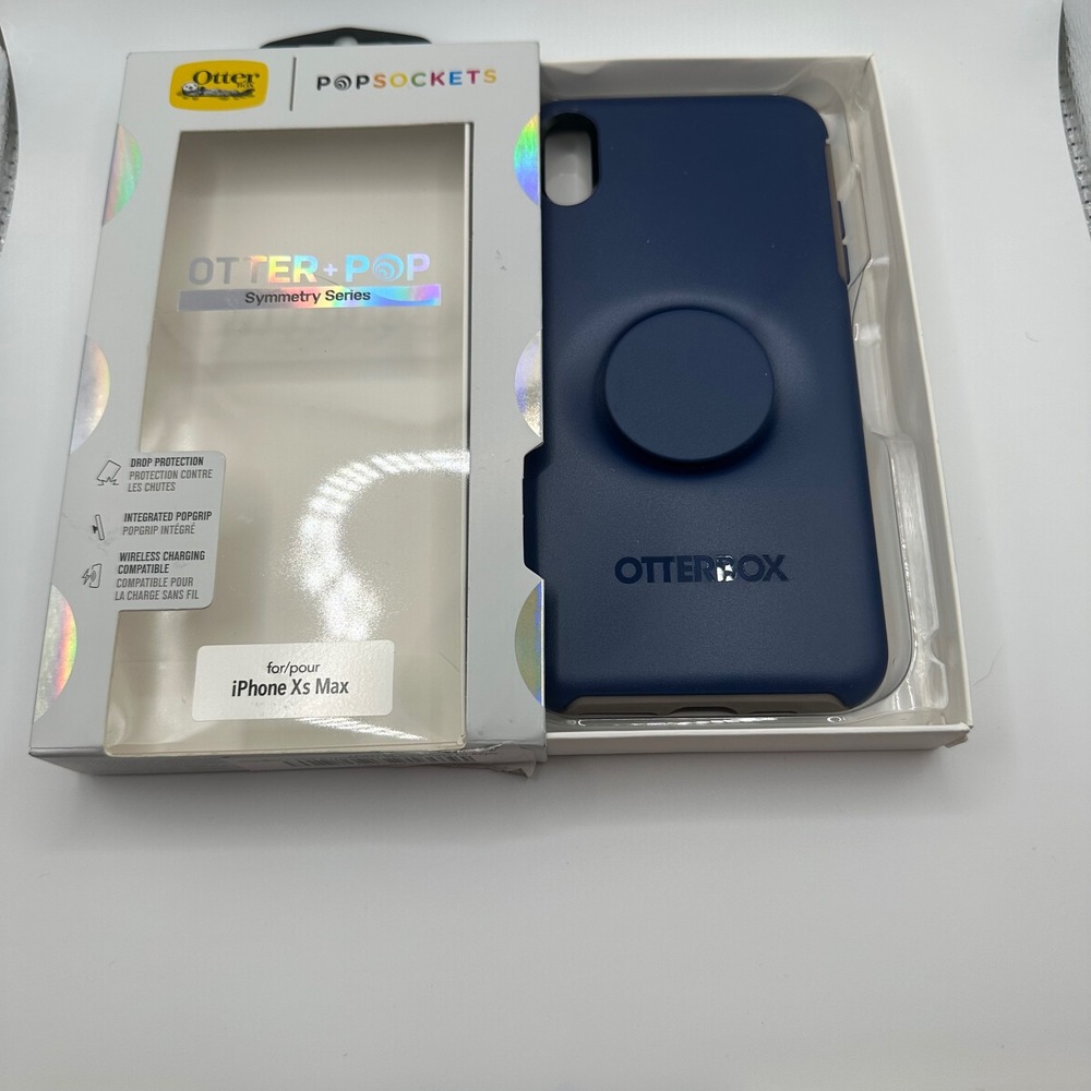 Otterbox PopSockets Symmetry Series Case iPhone Xs Max Navy Blue Integrated Grip - Picture 3 of 4